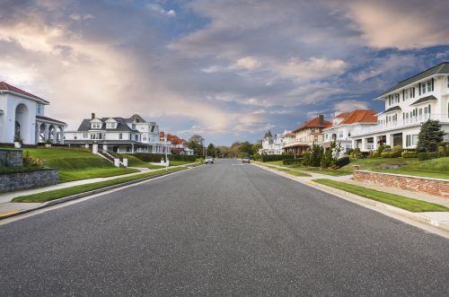 Empty residential street in the suburbs