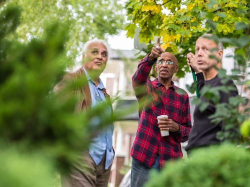 Senior neighbors friendly talk