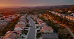 High Angle View of Santa Clarita Housing Lit by a Sunset